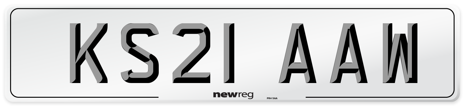 KS21 AAW Number Plate from New Reg